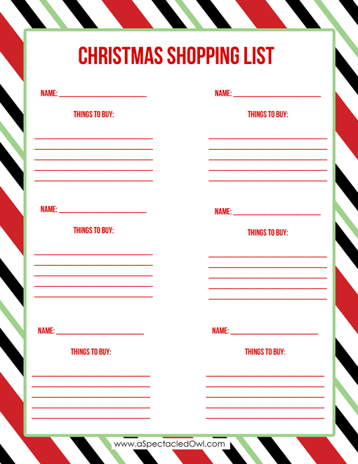 christmas list printable