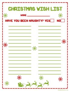 christmas list printable printable christmas wish list