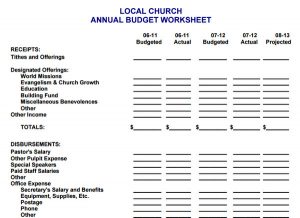 church budget template annual budget worksheet