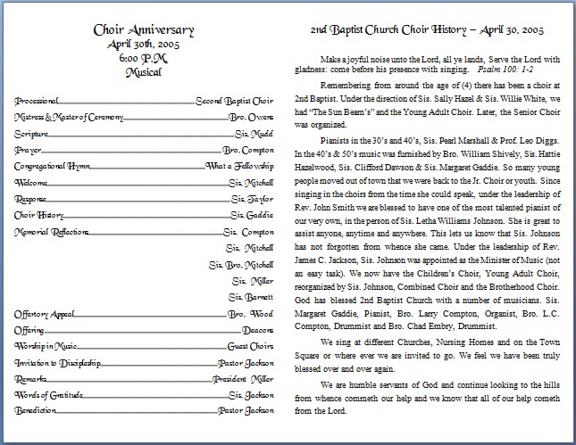 church bulletin templates