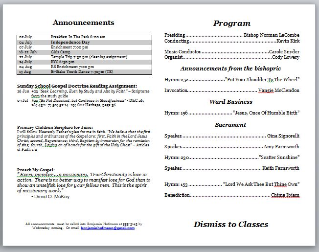 church bulletin templates