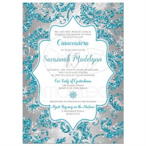 cinderella birthday invitations rectangle sweetsilvericeaquadamaskglitter