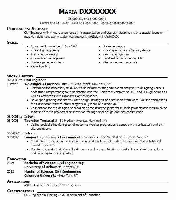 civil engineer resume