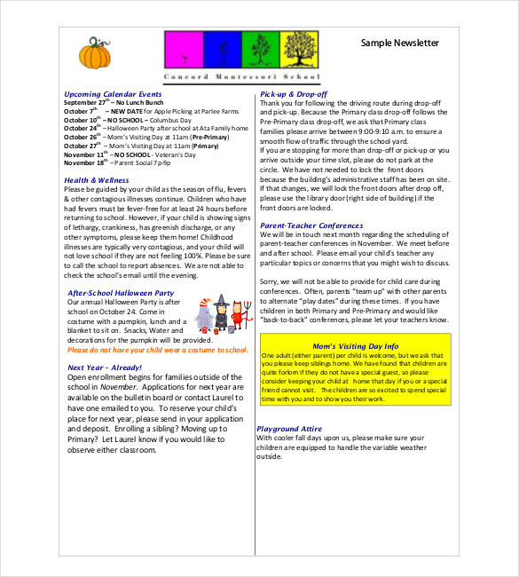 class newsletter template