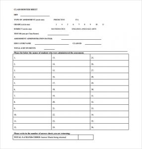 class roster template blank class roster template