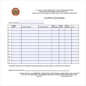 class roster template careplus class roster template