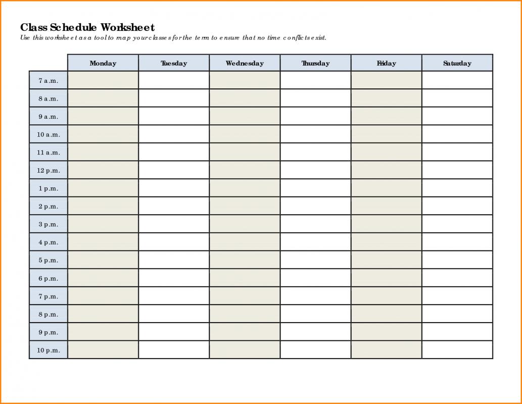 Free Printable Class Schedule