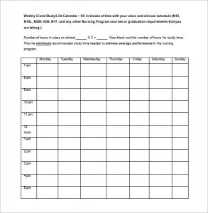 class schedule templates free weekly class schedule template word doc