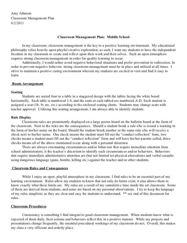 classroom management plan