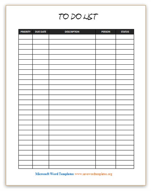 cleaning list template