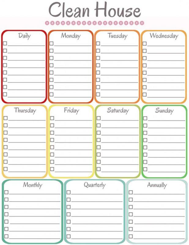 cleaning schedule template