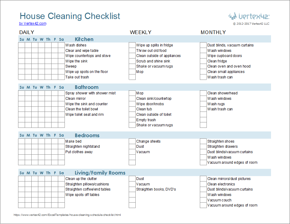 cleaning schedule template