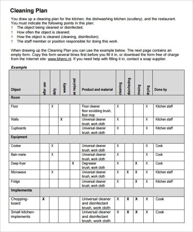 cleaning schedule template