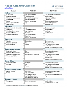 cleaning schedule template printable house cleaning checklist