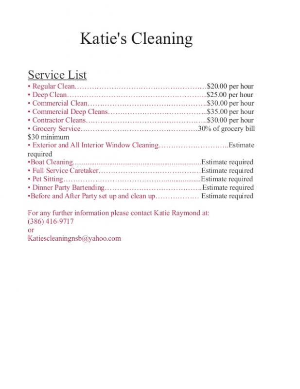 Cleaning Service Price List Template Printable Word Searches