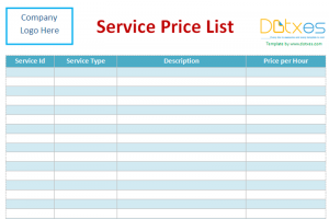 cleaning services price list template price list template for services