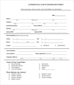 client information sheet confidential client information sheet