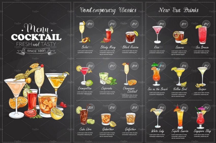 cocktail menu design