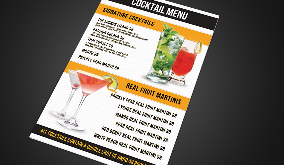 cocktail menu design