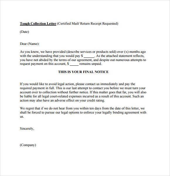 collection letter template