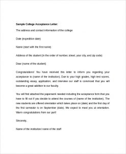 college acceptance letter sample college acceptance letter sample