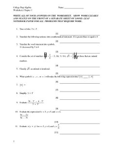 college algebra worksheets worksheet chapter college prep algebra integers rational numbers worksheet