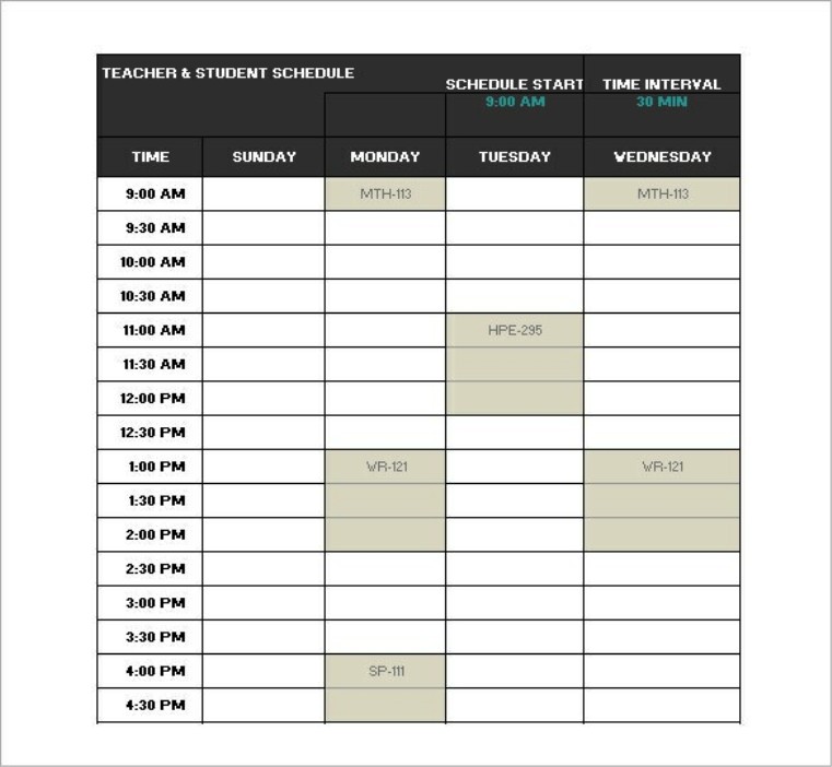 microsoft excel class schedule template merge data