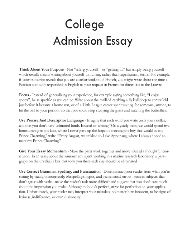 College Essay Format Template Business