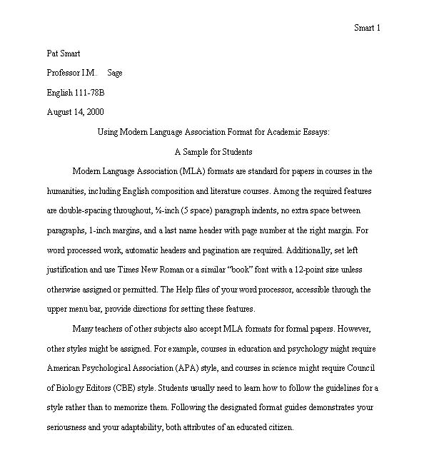 college essay format