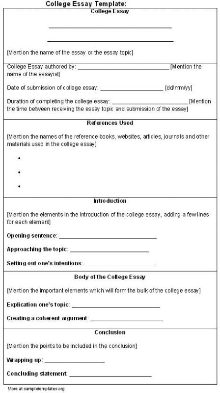 college essay format template