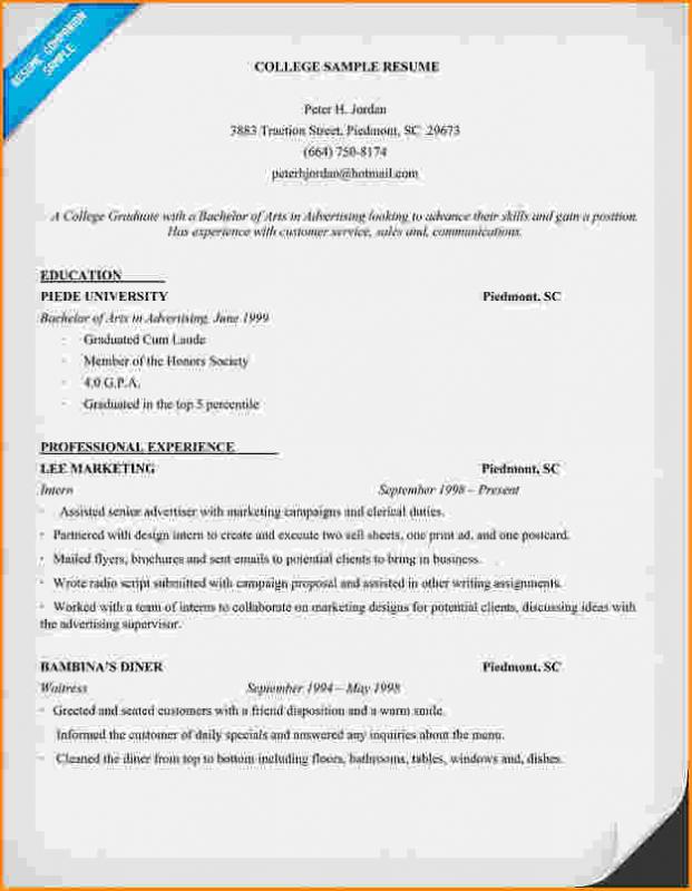 college freshman resume template