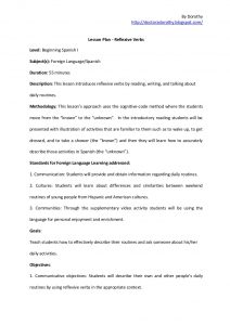 college lesson plan template reflexive verbs lesson plan