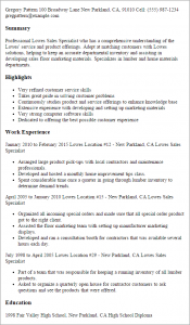 college resume formats lowes sales specialist