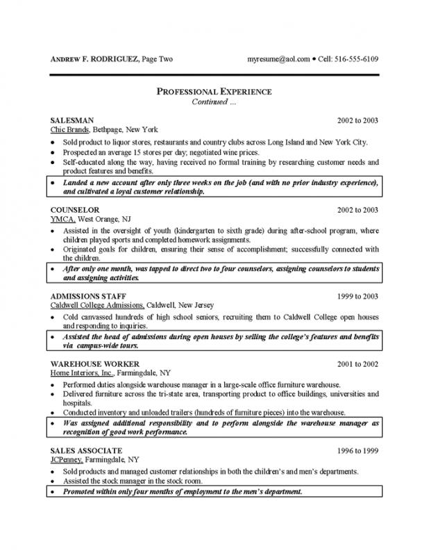 college resume template