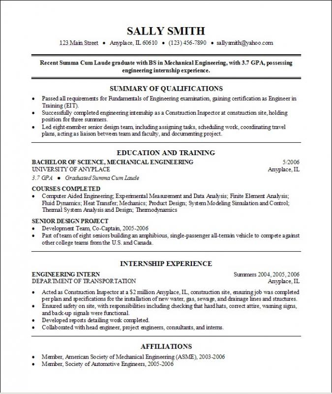 college resume template