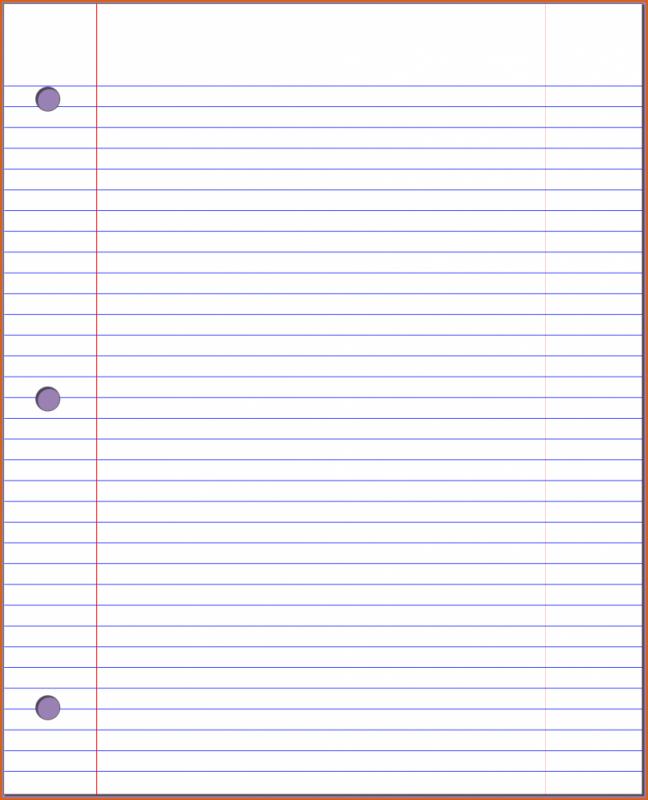 college ruled notebook paper template business