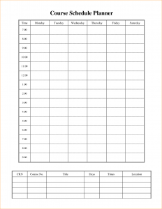 college schedule planner college schedule planner template