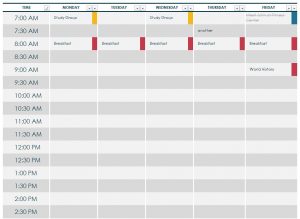 college schedule templates college class schedule template