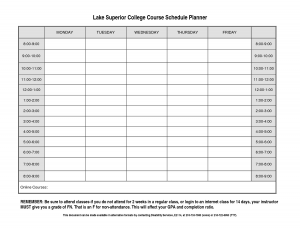 college schedule templates college class schedule template weekly