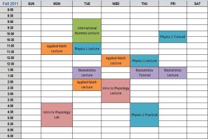 college schedule templates idealschedule