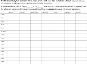 college schedule templates monthly nursing college class schedule template word format