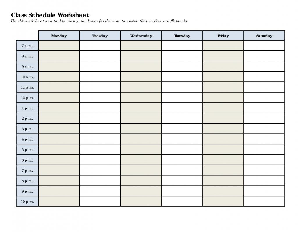 college schedule templates