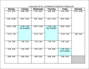 college schedule templates weekly college schedule template