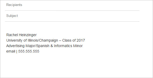 college student email signature