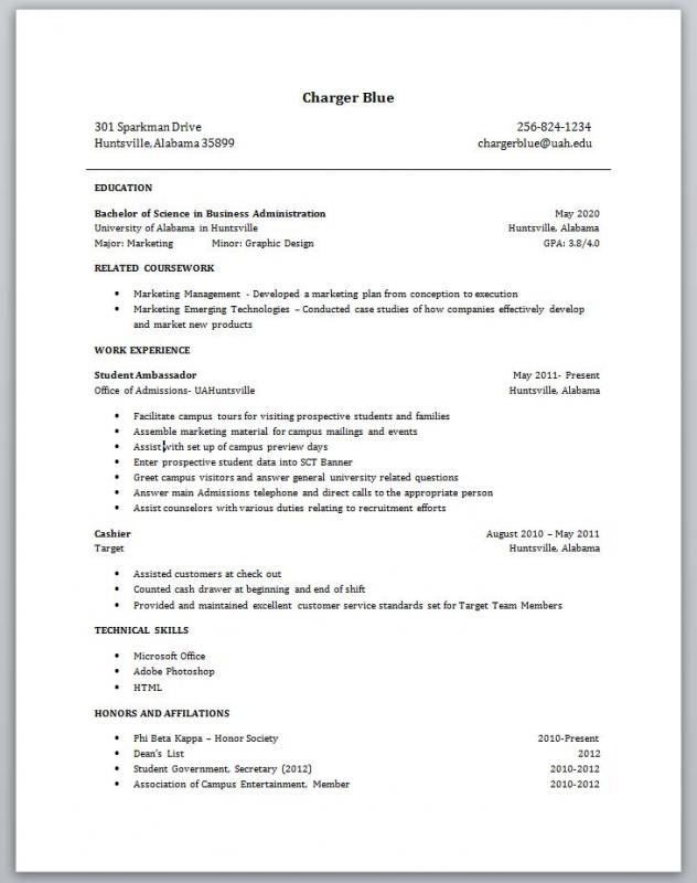 college student resume examples