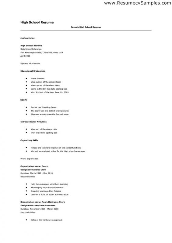 college student resume outline