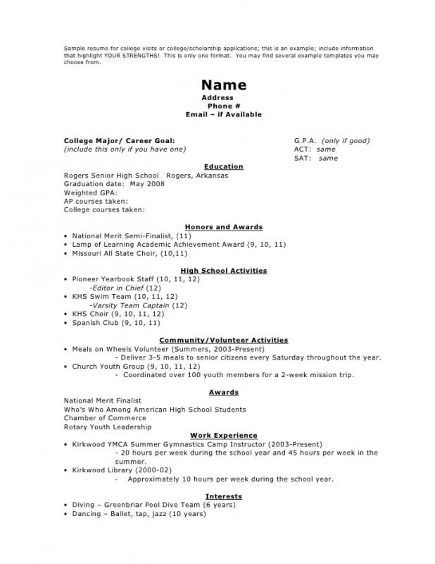 college students resume sample