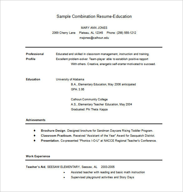 combination resume template