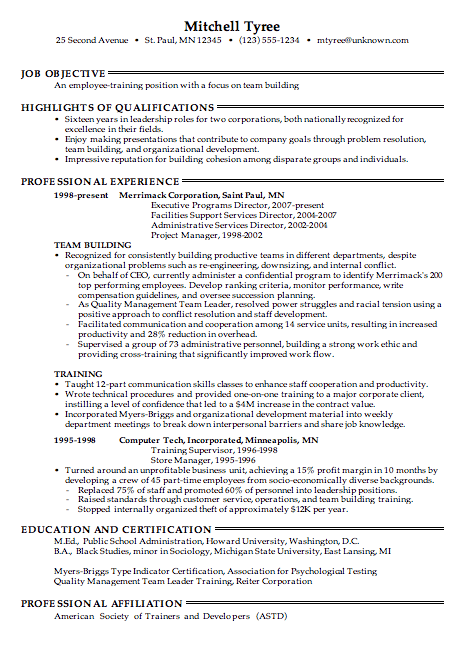 combination resume template