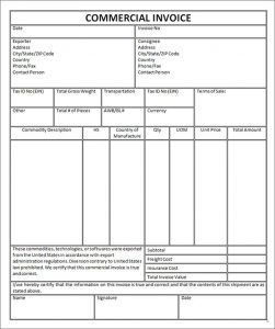 commercial invoice template exam com